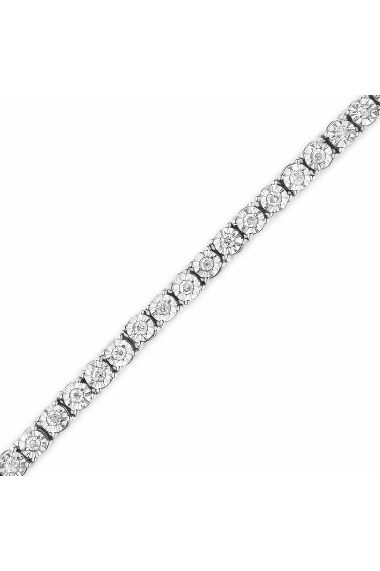 IGI Certified Silver 1.0 Cttw Miracle-Set Diamond Miracle Plate Tennis Bracelet, Alternate, color, Silver