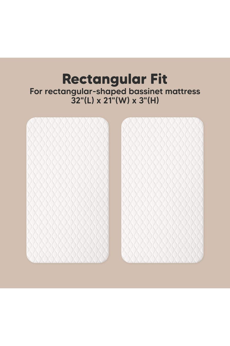 2-Pack Mavy Protect+ Waterproof Bassinet Mattress Protectors, Alternate, color, Soft White
