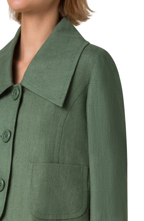 Akris Punto Raw Linen Jacket In Laurel