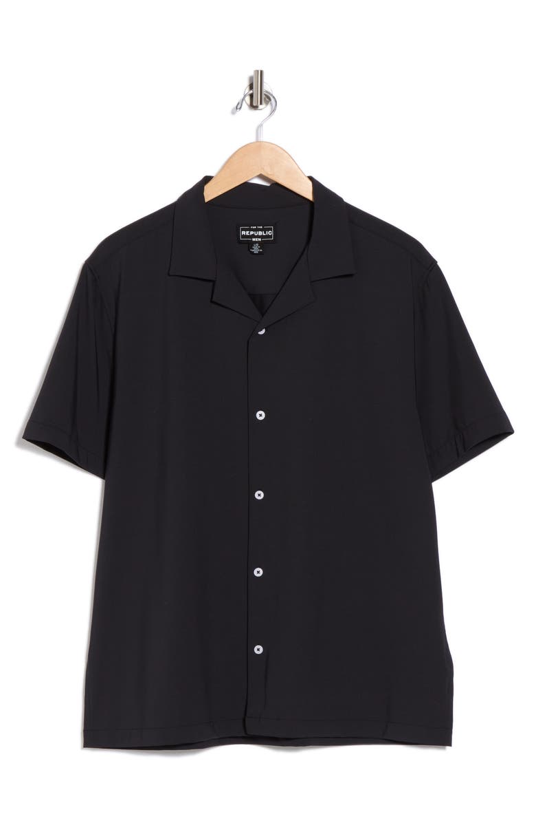 FOR THE REPUBLIC Solid Camp Shirt, Alternate, color, Black