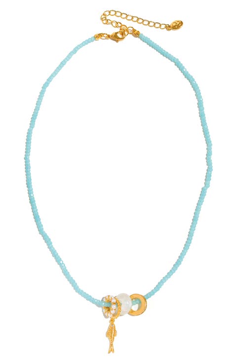 Fish Beaded Pendant Necklace