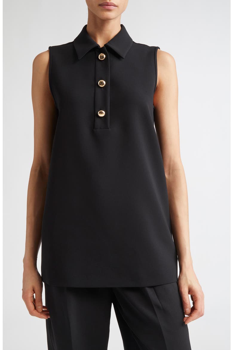 Golf Sleeveless Cady Polo, Main, color, BLACK