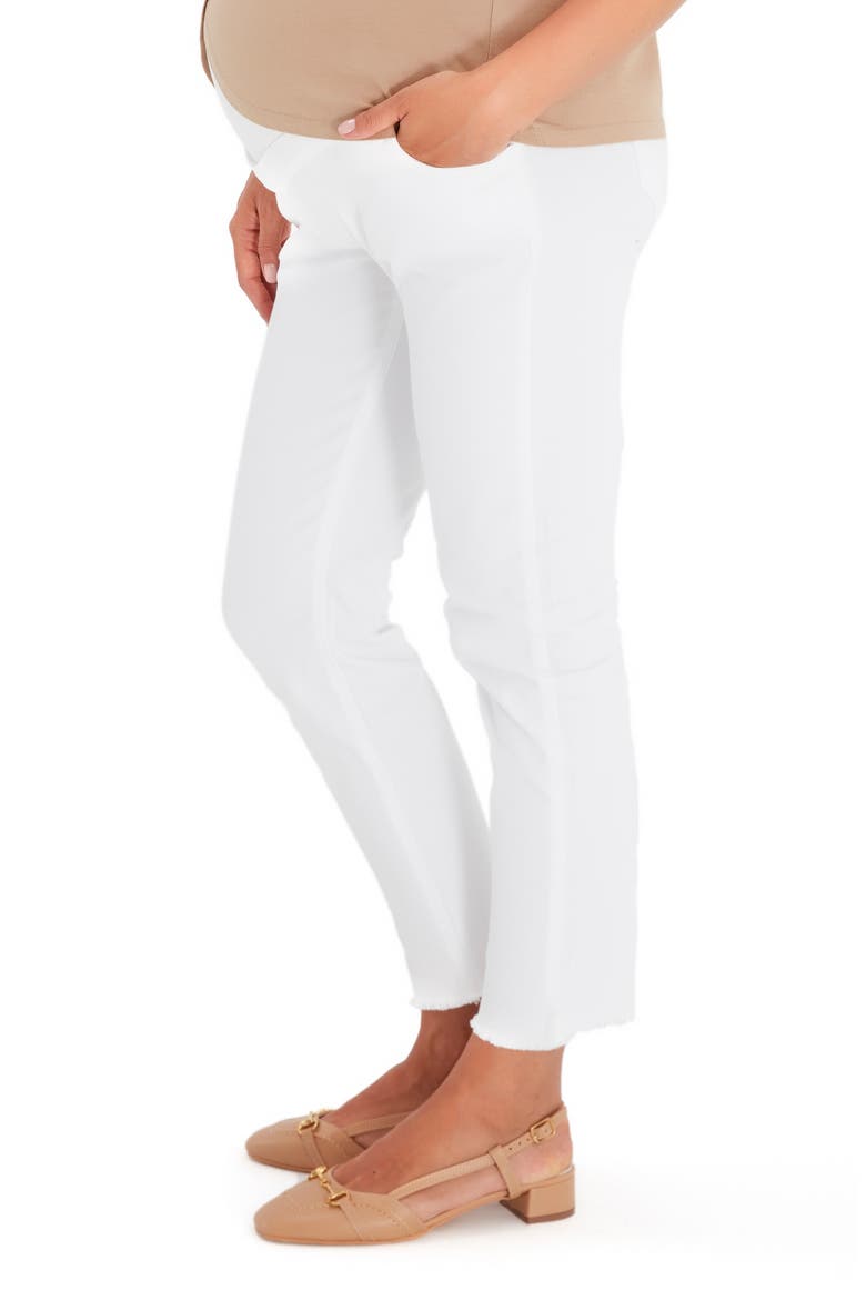 Graceful Non-Denim Foldover Waistband Maternity Pants, Alternate, color, WHITE
