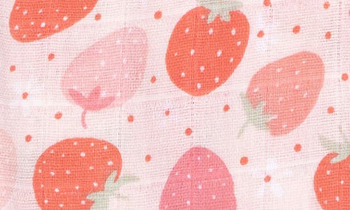 Shop Angel Dear Strawberry Organic Cotton Muslin Skirted Bodysuit In Red
