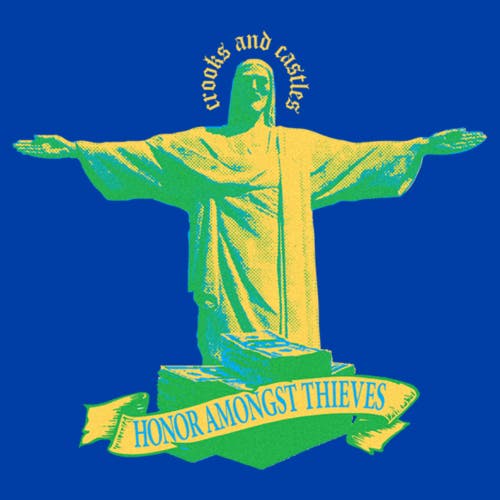 Crooks & Castles Honor Amongst Thieves Green Print  Graphic T-shirt In Royal Blue