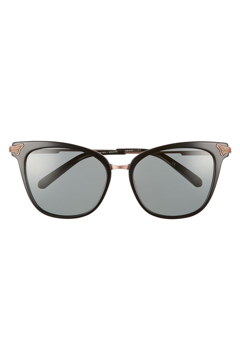 Arlene 56mm Polarized Cat Eye Sunglasses, Alternate, color, GLOSS BLACK/ ROSE GOLD/ GREY