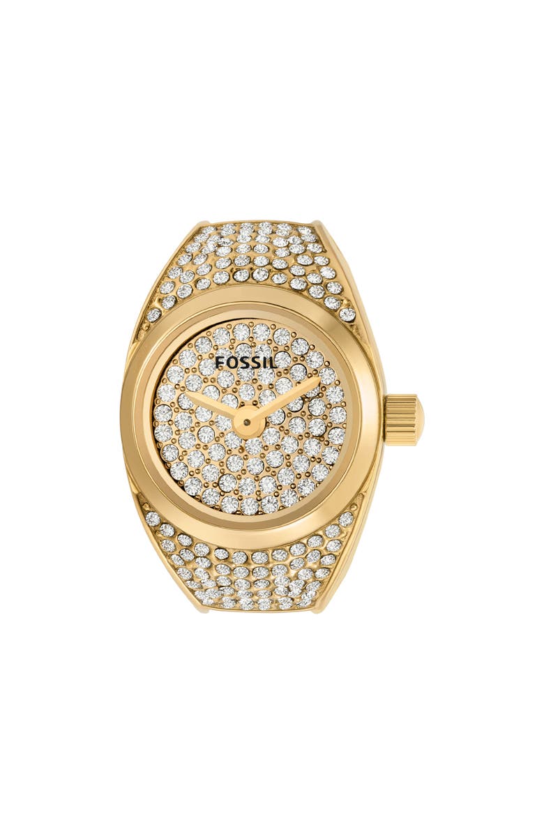 Fossil Crystal Pavé Ring Watch, 15mm, Alternate, color, Gold / Pave