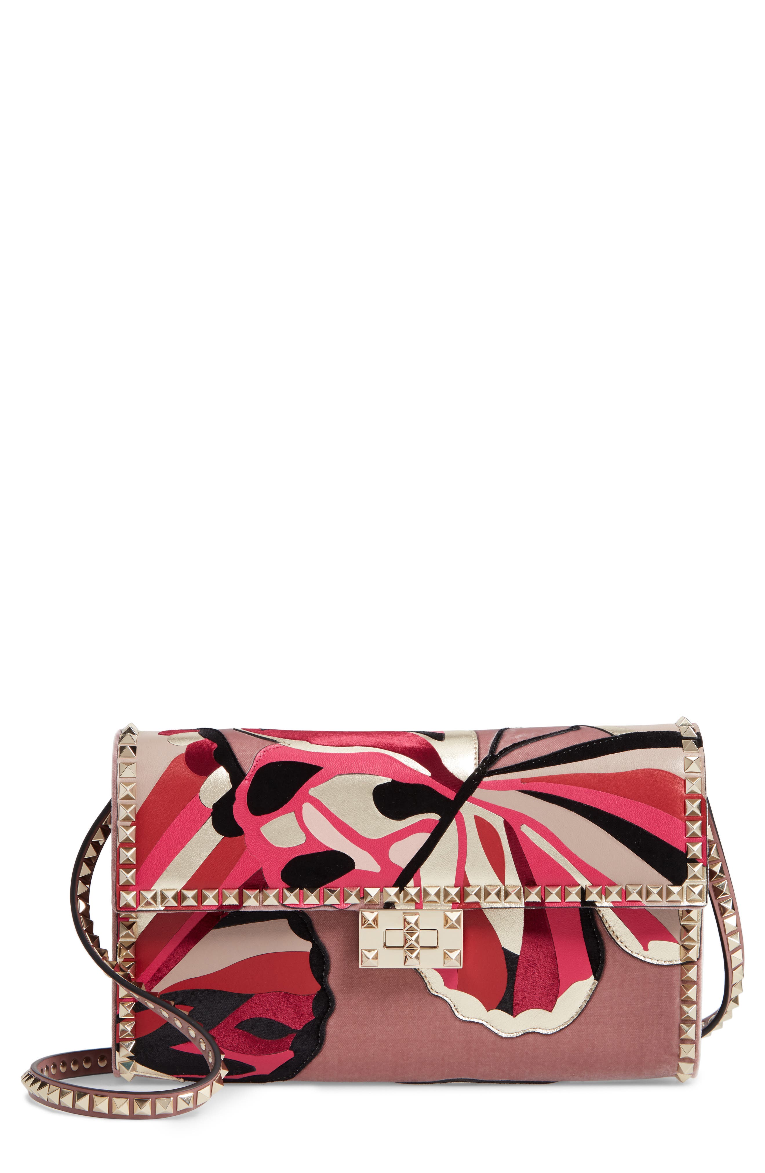 Valentino Garavani Patchwork Butterfly Leather & Textile Shoulder Bag ...