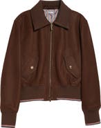 Thom Browne Crop Leather Flight Jacket