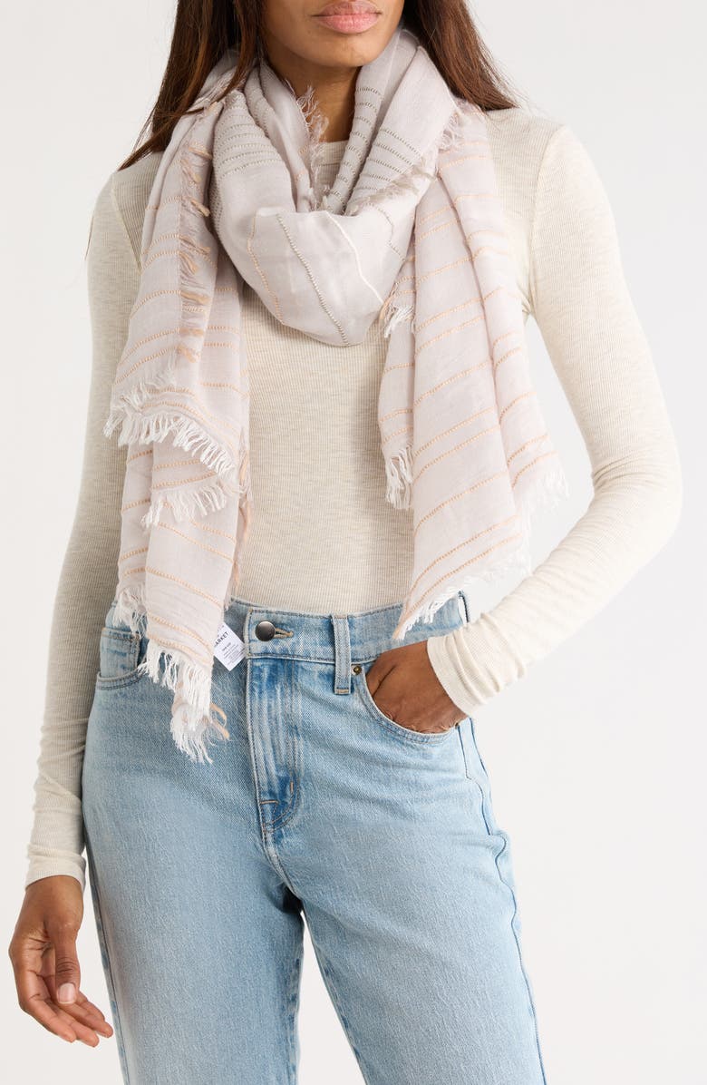 Melrose and Market Two-Tone Stripe Textured Scarf, Main, color, Tan