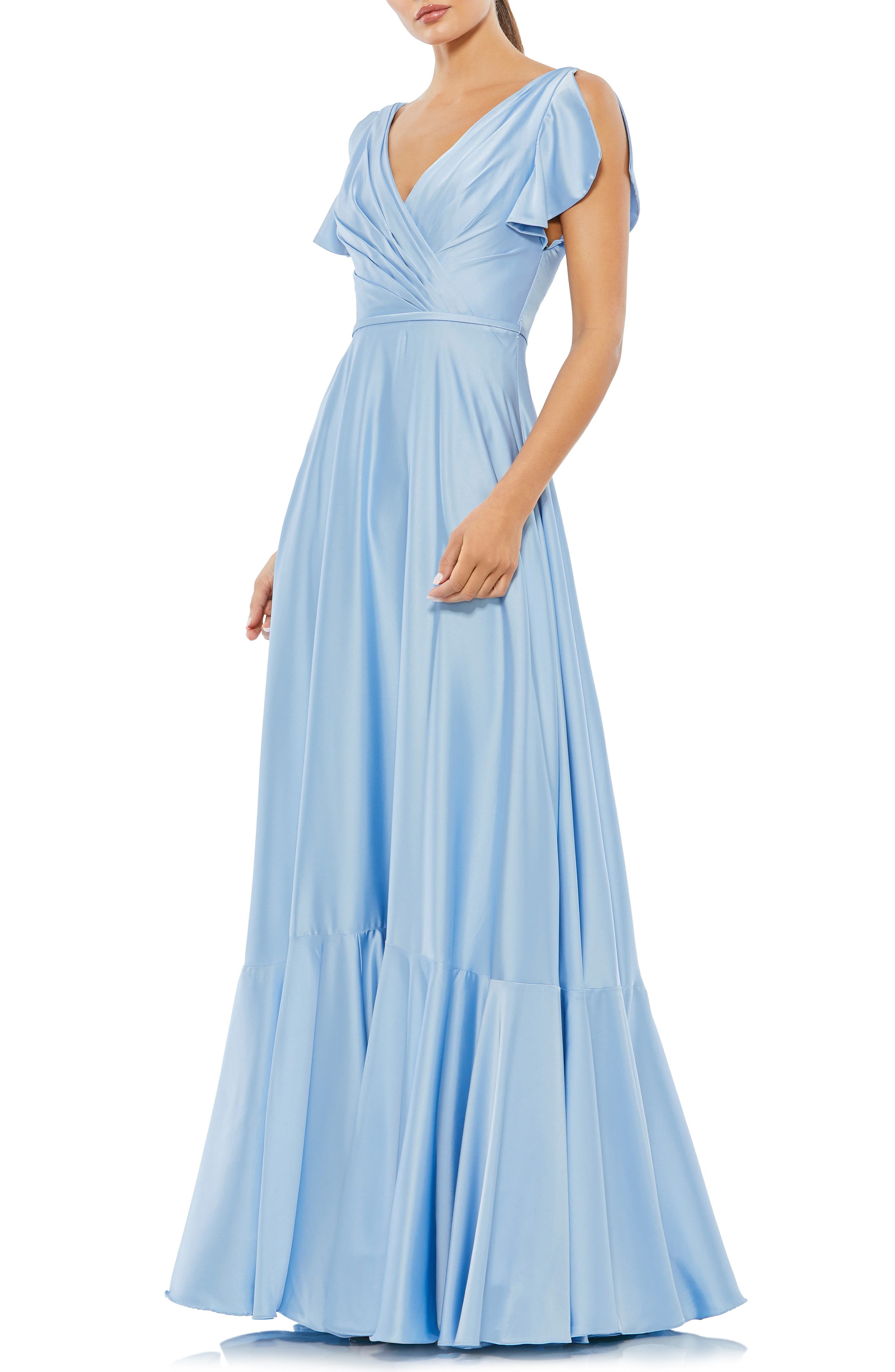 Drop Shoulder Flounce Sleeve Gown (Women) | Nordstrom