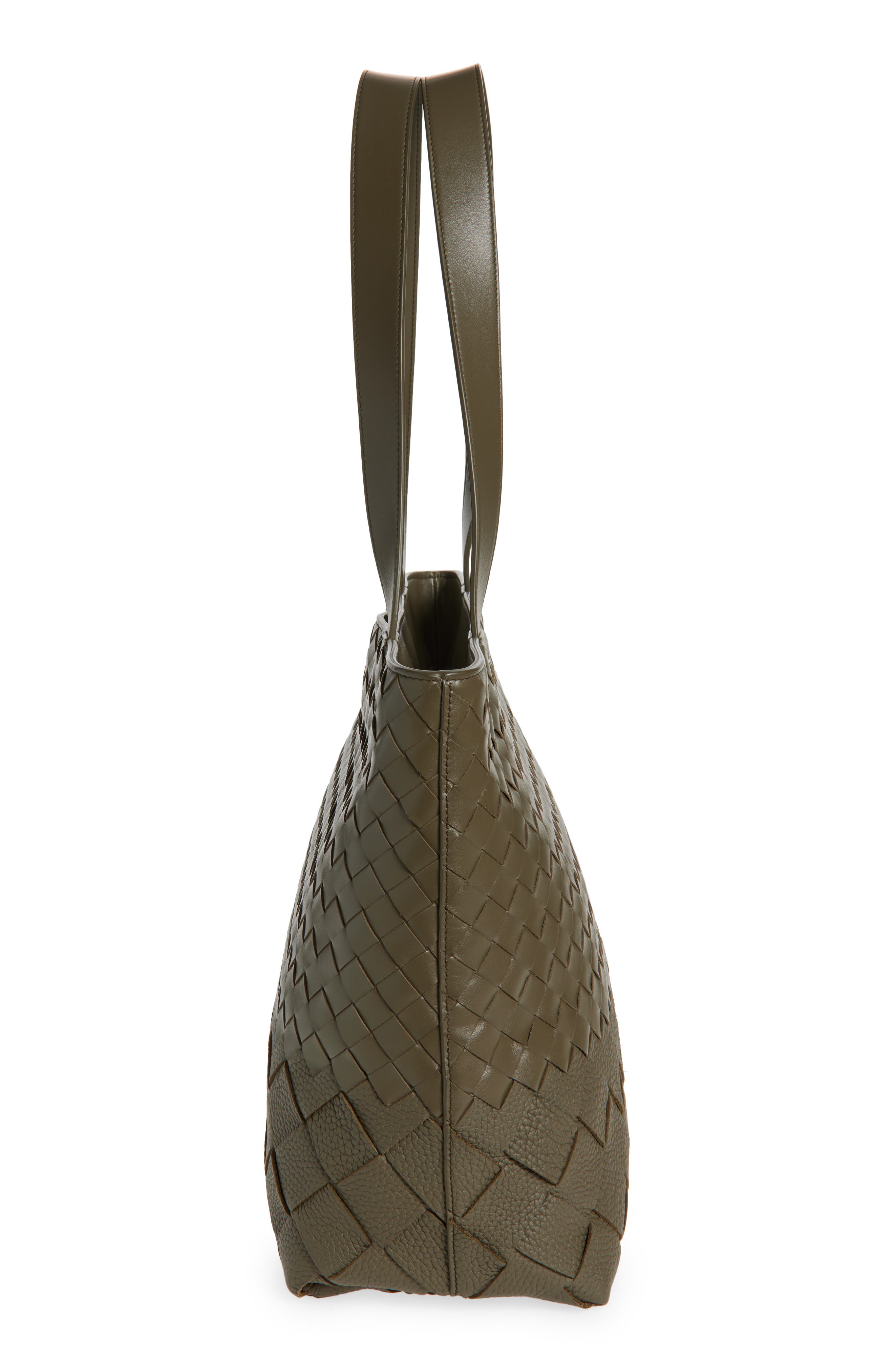 Bottega Veneta Small Intrecciato Leather Zip Tote, Alternate, color, Cypress-Silver