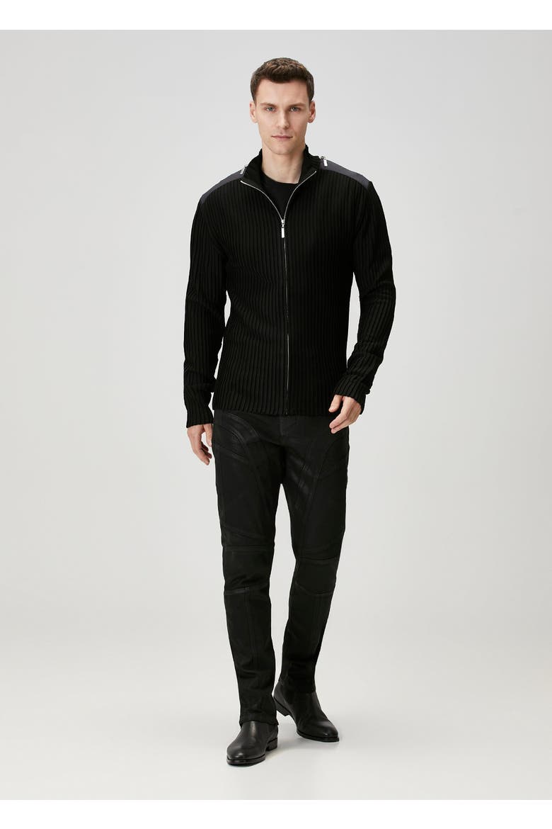 Knit Cardigan With Zip Detail, Alternate, color, BLACK