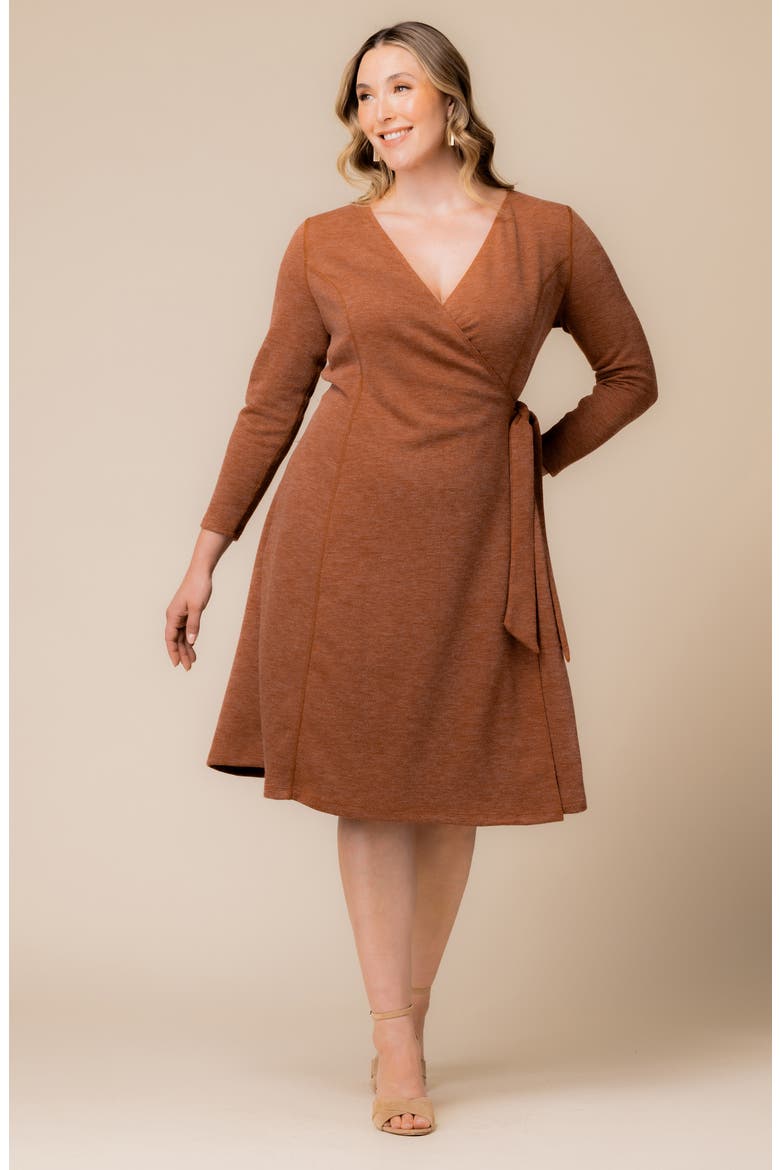 London Wrap Sweater Dress, Alternate, color, CINNAMON