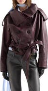 7 For All Mankind Double Breasted High Neck Leather Jacket