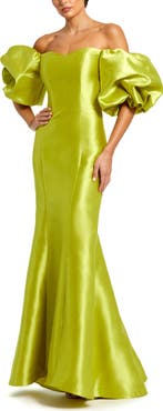 Mac Duggal Sweetheart Off The Shoulder Puff Sleeve Gown