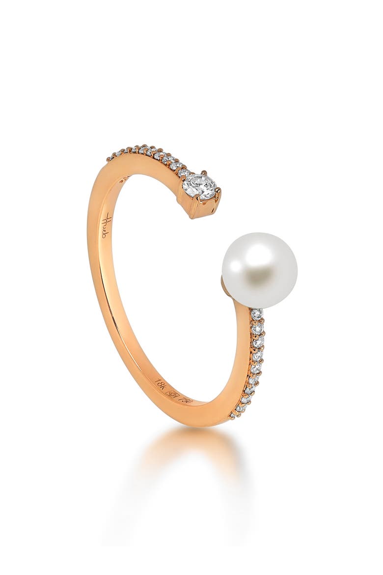 Spectrum Pearl & Diamond Ring, Main, color, ROSE GOLD