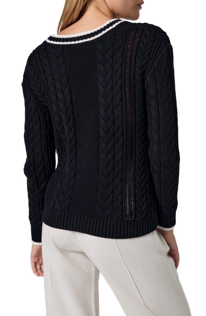 Alp N Rock Josilyn Cable Stitch Organic Cotton Cardigan, Alternate, color, Black