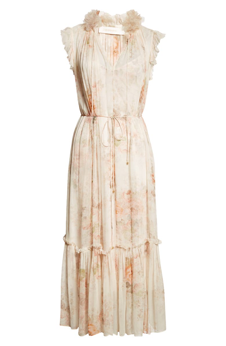 Zimmermann Illustration Floral Flutter Chiffon Midi Dress, Alternate, color, 