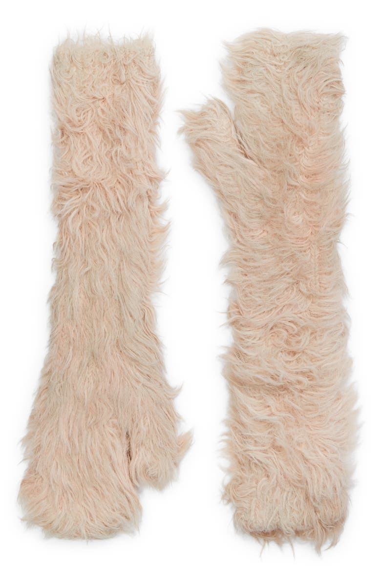 Acne Studios Fluffy Long Mittens, Main, color, 