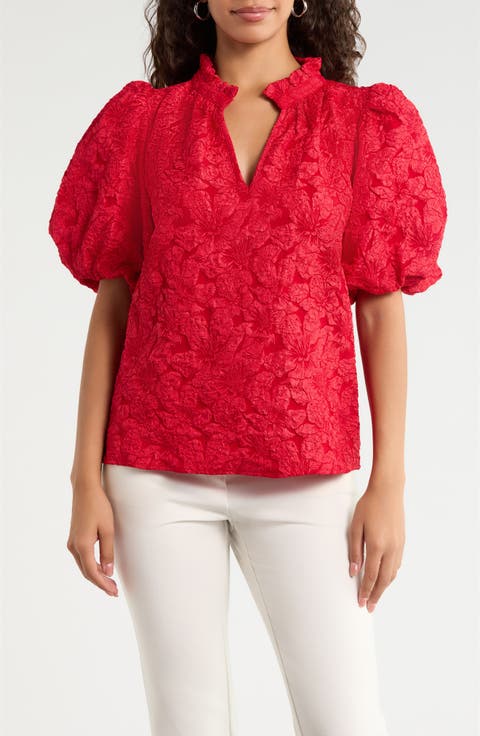 Arielle Jacquard Puff Sleeve Top