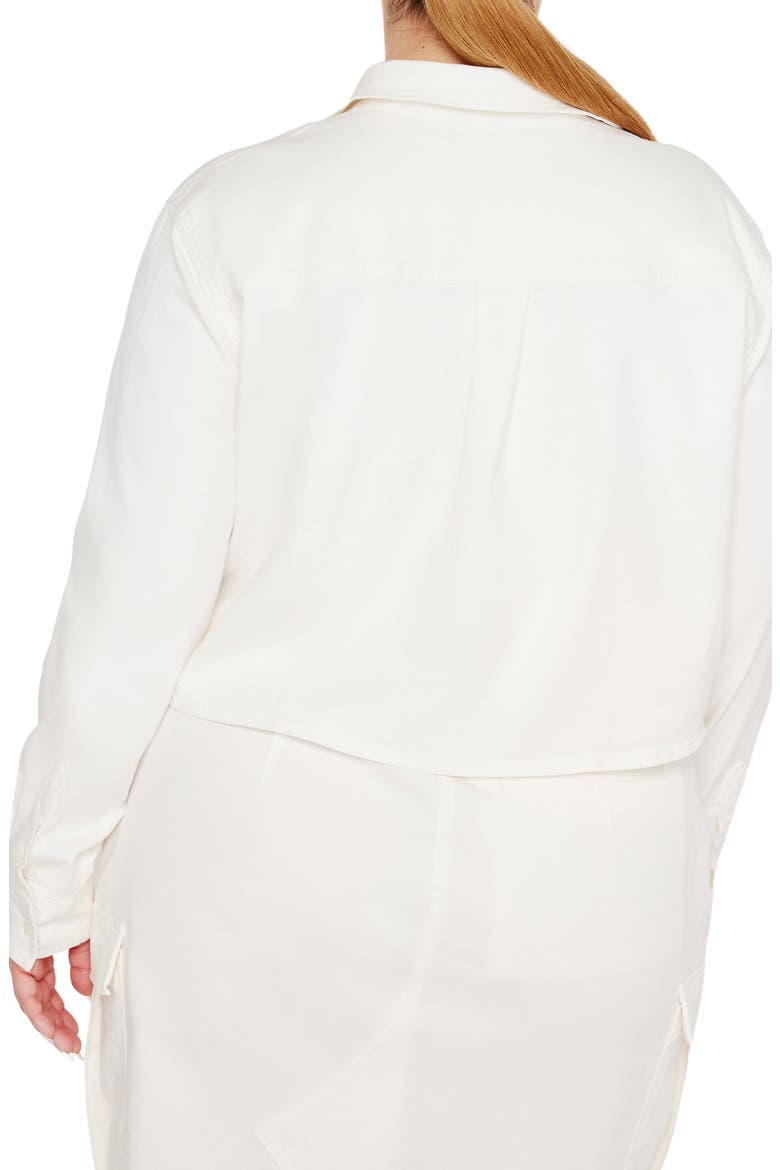 Crop Stretch Cotton Button-Up Shirt, Alternate, color, CLOUD WHITE