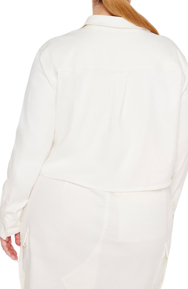 Good American Crop Stretch Cotton Button-Up Shirt, Alternate, color, 