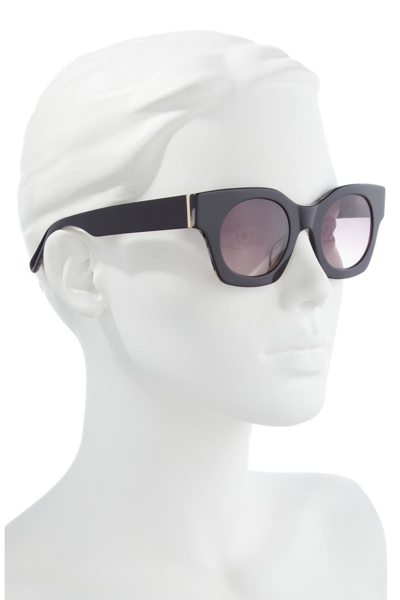 47mm Small Round Sunglasses, Alternate, color, BLACK