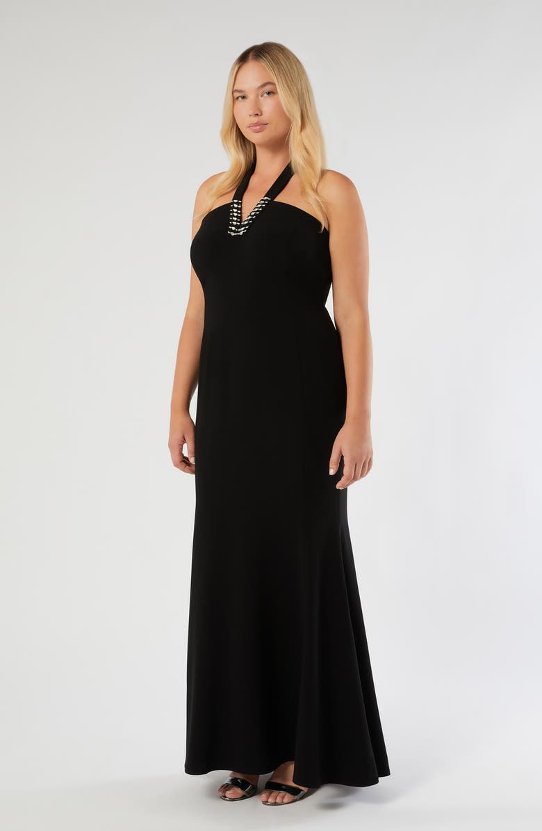 Marina Rinaldi Meccera Halter Gown, Alternate, color, 