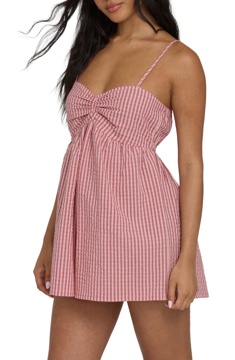Billabong Star Glow Stripe Cotton Romper, Alternate, color, Pink Sunset