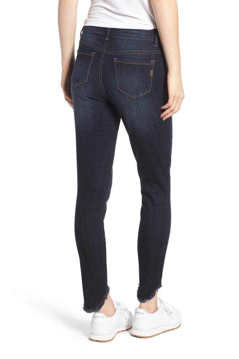 Frayed Curve Hem Skinny Jeans, Alternate, color, ERICA