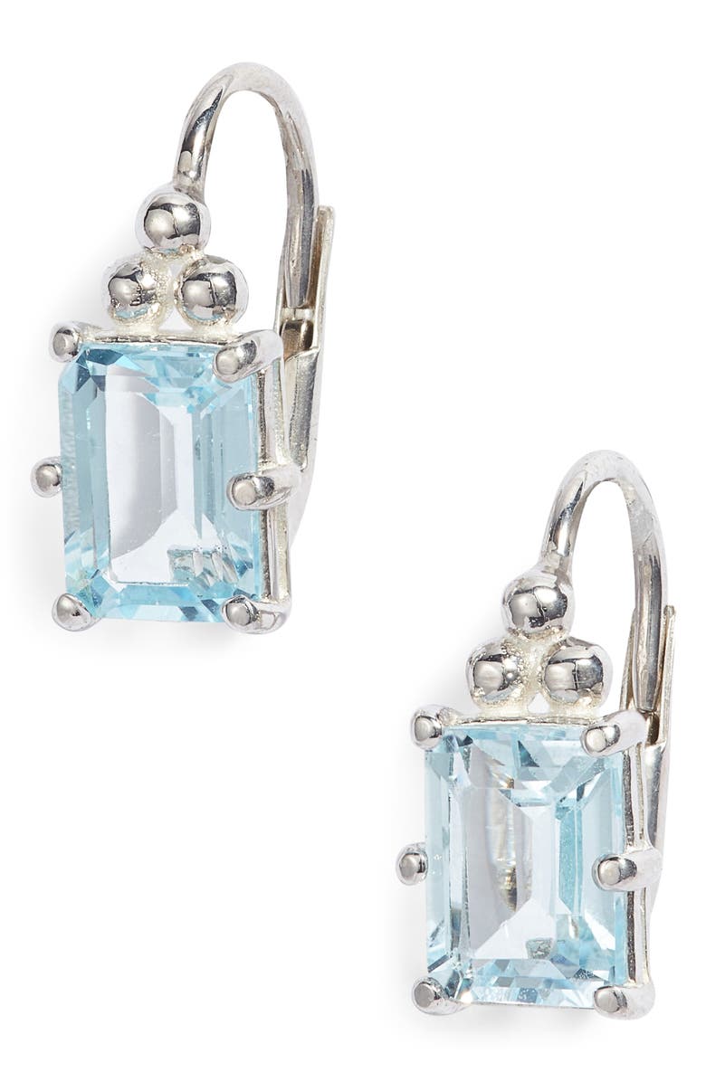 Anzie Dew Drop Carre Topaz Earrings, Main, color, Blue Silver