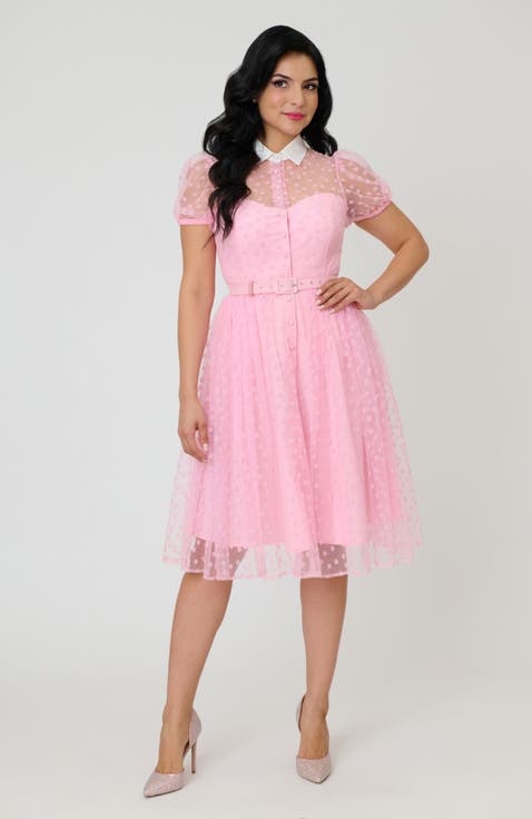 1950s Short Sleeve Collared Hollie Swing Dress