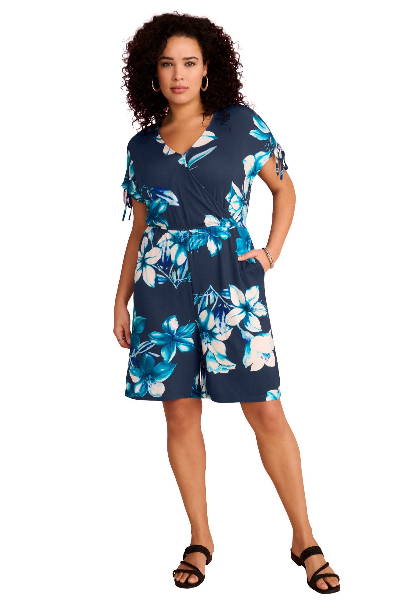 selected NAVY TROPICAL FLOWERS