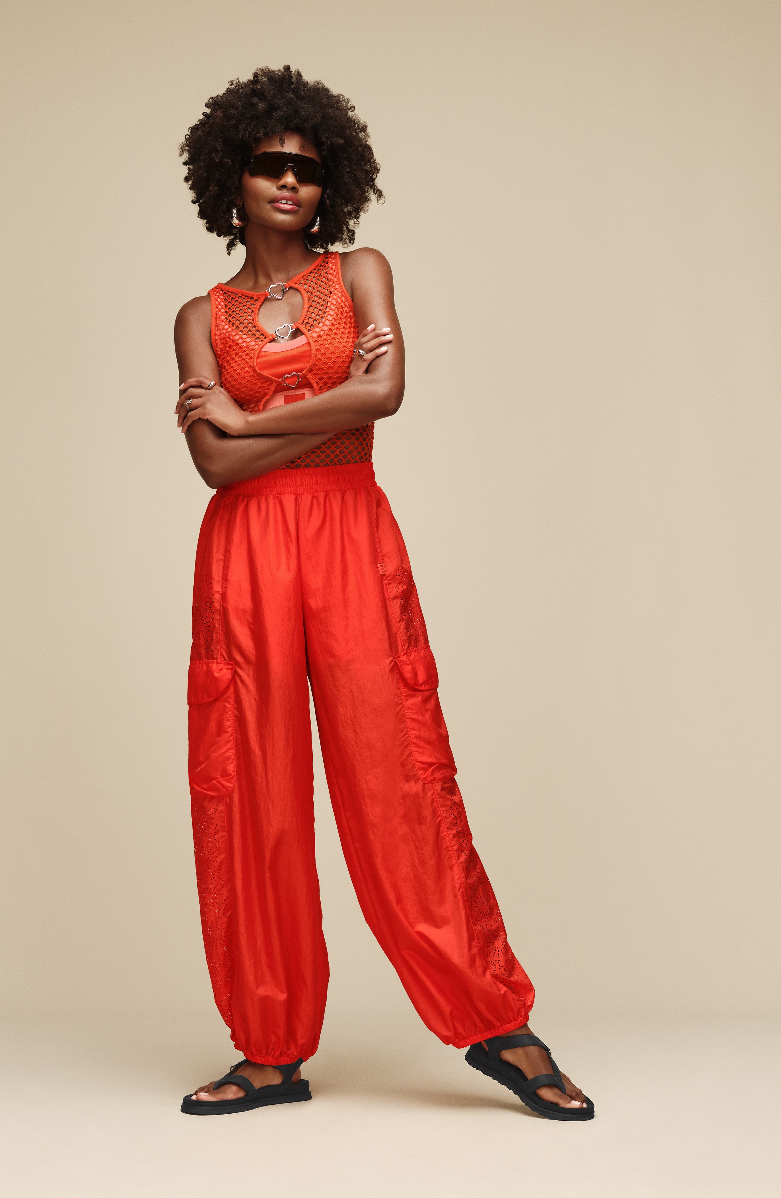 UGG<sup>®</sup> GoldenGaze Toe Post Sandal, Alternate, color, Black