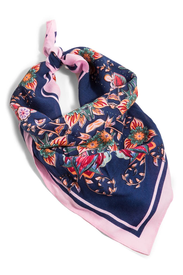 Floral Blooms Scarf, Alternate, color, NAVY