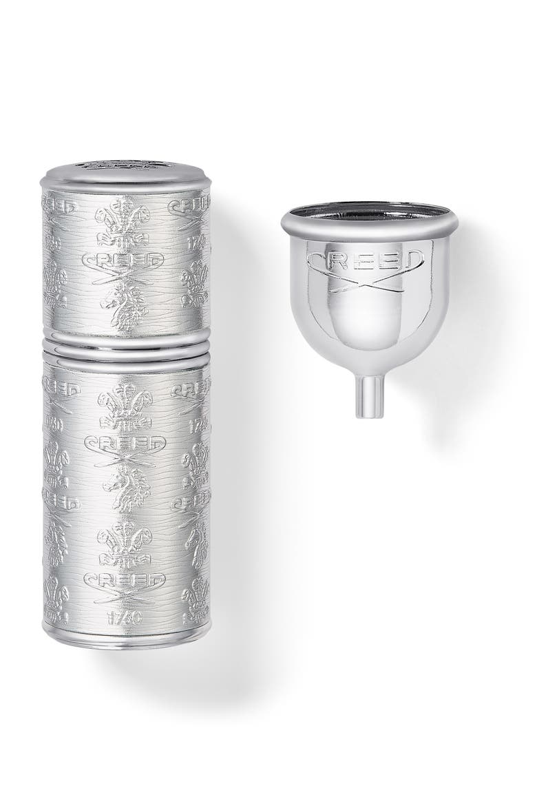Leather Fragrance Atomizer, Main, color, SILVER/ SILVER