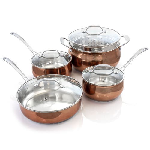 Oster Carabello 9 Piece Stainless Steel Cookware Combo Set In Brown