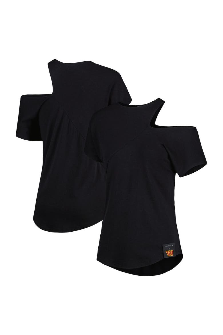 Women's KIYA TOMLIN Black Washington Commanders Cut Out Tri-Blend Shirt, Main, color, Black