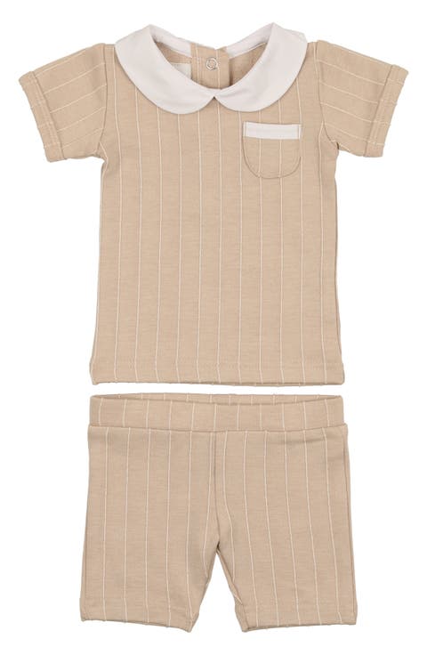 Raised Stripe Short Sleeve Top 
Shorts Set (Baby)