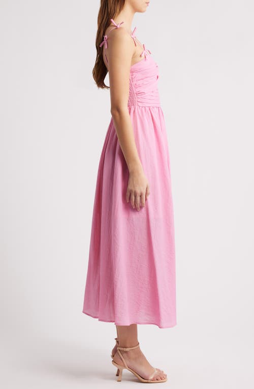 Moon River Bow Detail Cutout Midi Dress In Pink