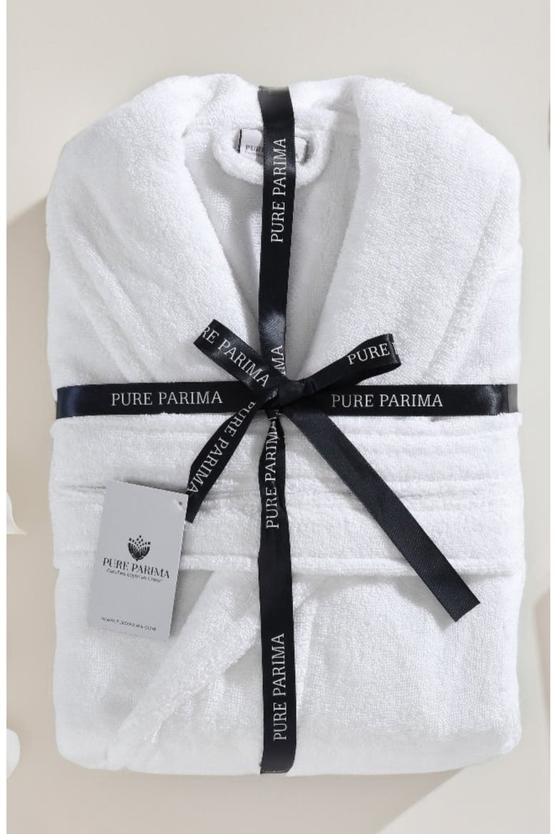 Egyptian Cotton Terry Bathrobe, Alternate, color, WHITE