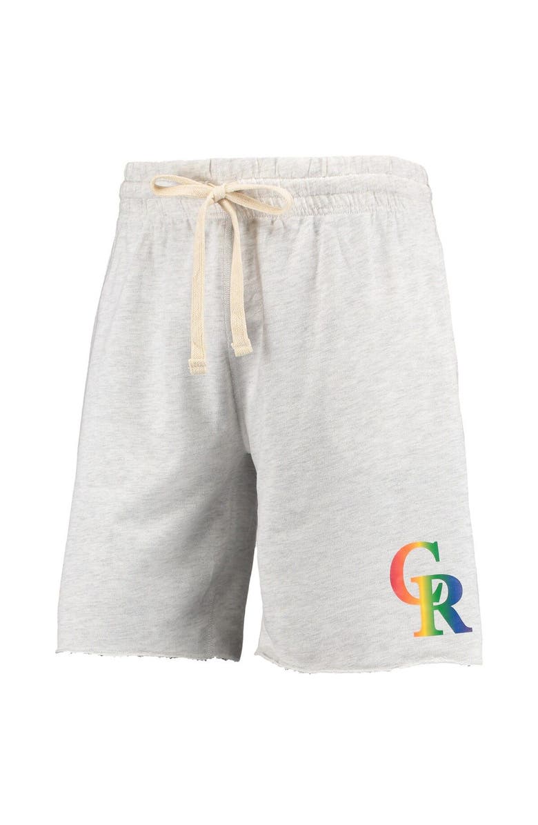 CONCEPTS SPORT Men's Concepts Sport Oatmeal Colorado Rockies Mainstream Logo Terry Tri-Blend Shorts, Alternate, color, Oatmeal