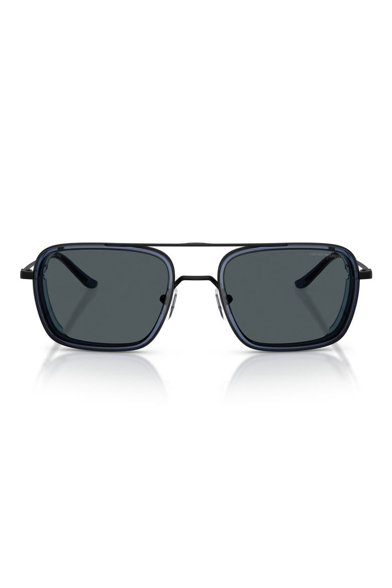 54mm Square Sunglasses, Main, color, MATTE BLACK / BLUE