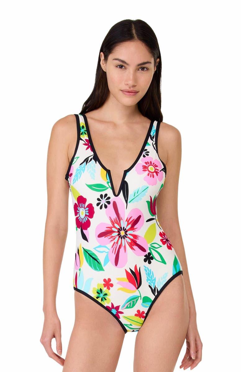 Kate Spade New York V-Wire One Piece Swimsuit, Main, color, 