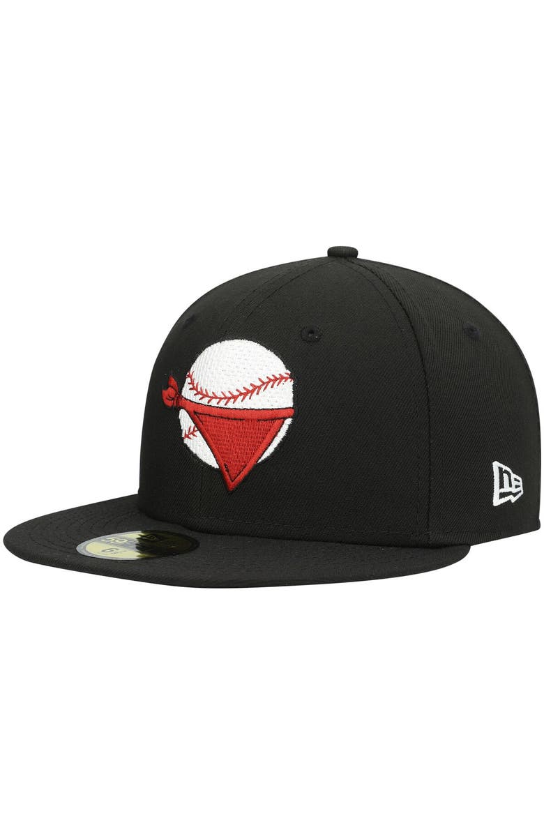 New Era Men's New Era Black Quad Cities River Bandits Authentic Collection Road 59FIFTY Fitted Hat, Main, color, Black