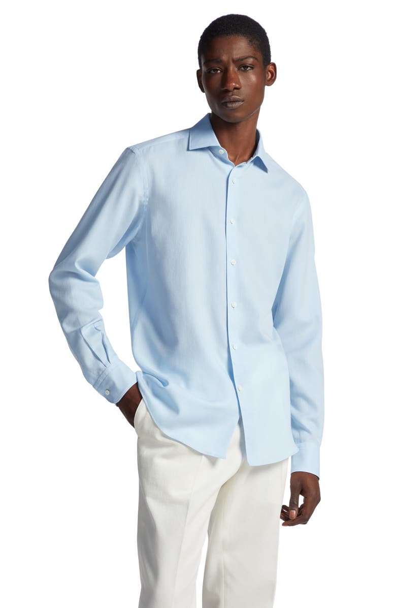 ZEGNA Cashco Cotton & Cashmere Button-Up Shirt, Alternate, color, 