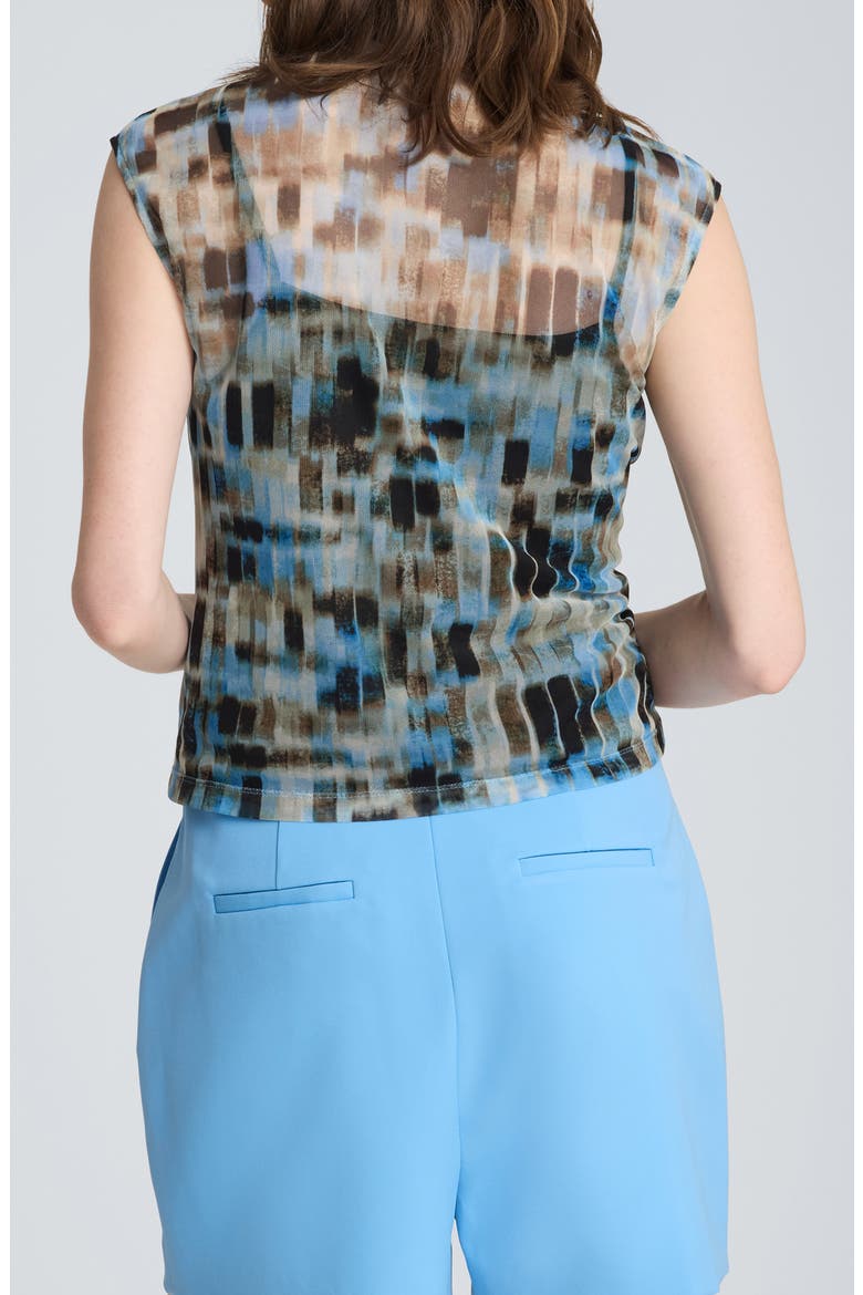 Mock Neck Cap Sleeve Top, Alternate, color, LAKE BLUE MULTI