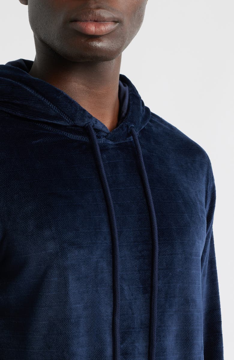 Daniel Buchler Angled Stripe Velour Pajama Hoodie, Alternate, color, Navy