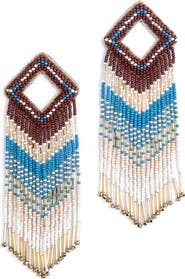 Deepa Gurnani Reya Bead Fringe Drop Earrings
